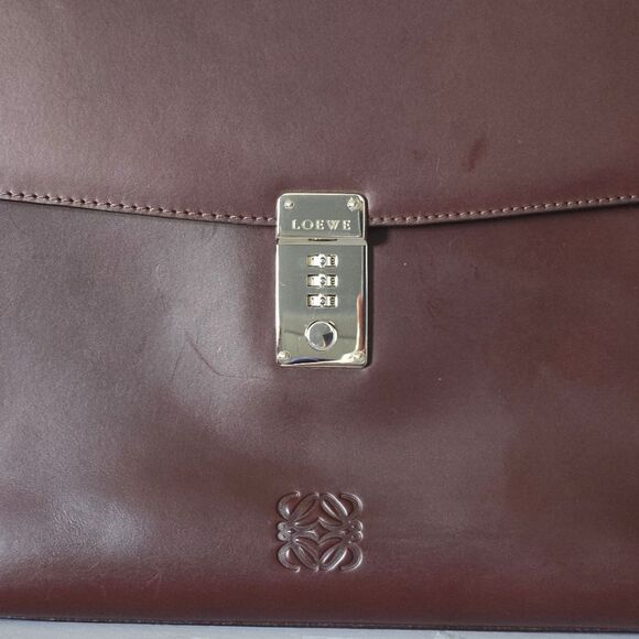 Loewe Bordeaux Leather Briefcase Business Bag - Picture 2 of 16